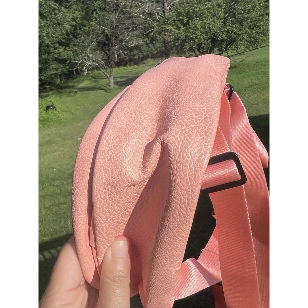 Adidas Originals Mini Backpack Salmon Pink Faux Leather Trefoil Small Bag